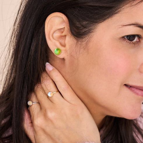 Émeraude | Argent sterling .925 | Boucles d'Oreilles Sirène Verre